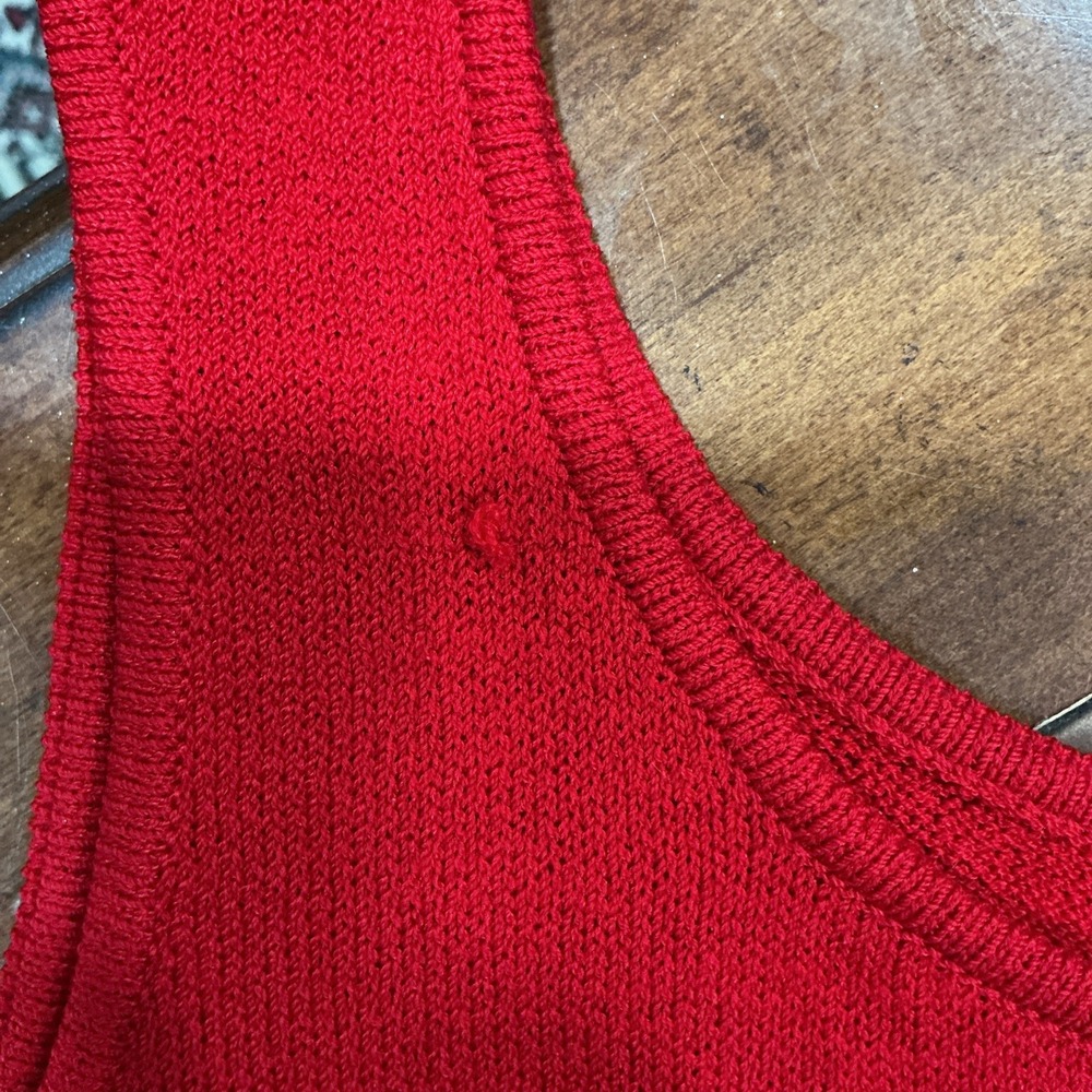 St. John Evening Knit Cardigan Set, Ruffle Trim And Tie Closure, Red, 6 - Picture 15 of 16